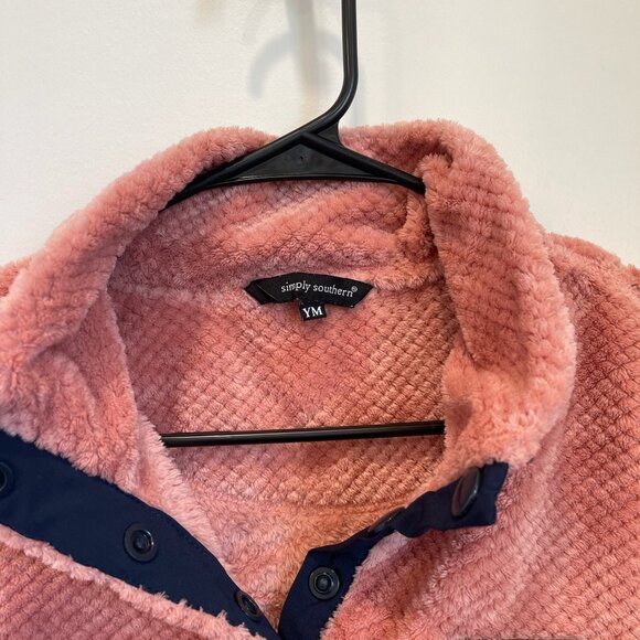 Simply Southern Youth Fleece Pull Over Rose Pink Size Youth Medium Girls 8 - Picture 4 of 8